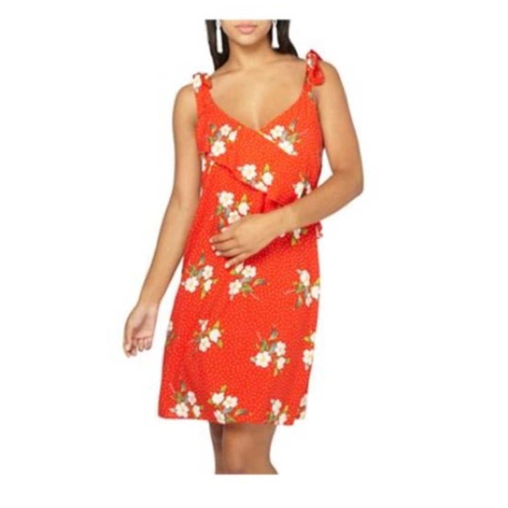 Red Ruffled Floral Print Sundress - Picture 4 of 4